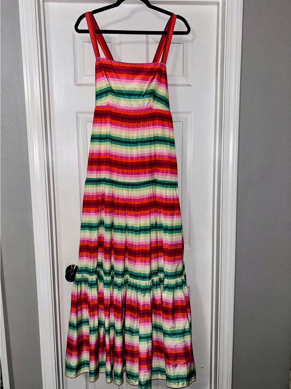 J. Crew Rainbow Stripe Preppy Maxi Dress with Wide Straps